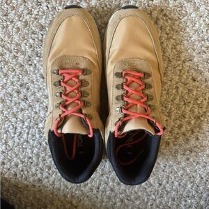 Toms Tan Sneakers with Red Laces